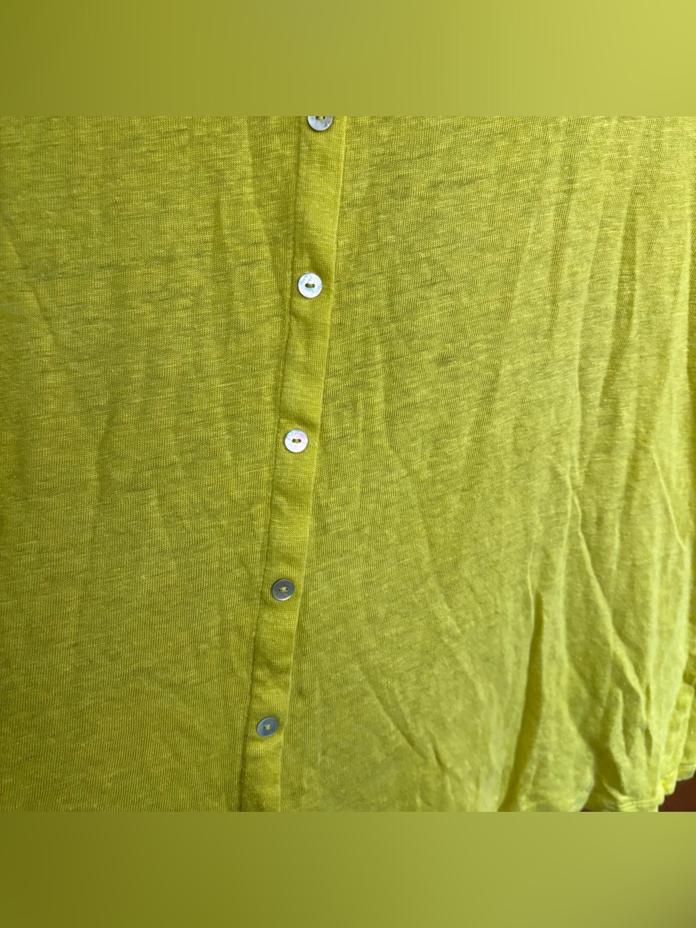 Tahari 100% Linen Yellow Blouse Top 2X Slouchy Asymmetrical Button Up Lagenlook - Picture 7 of 9